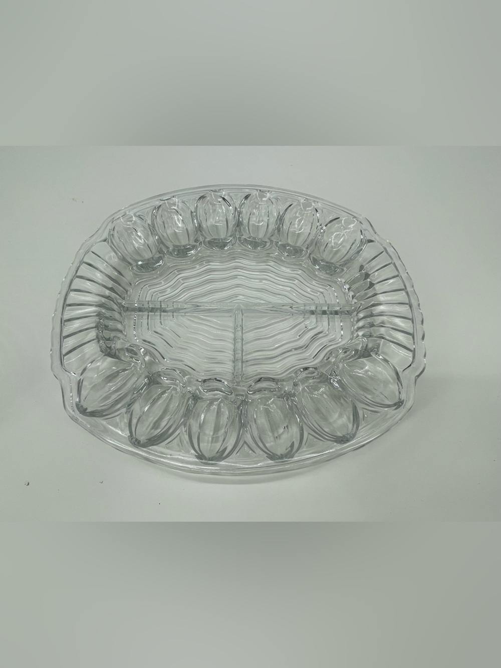 ⭐️Vintage LE Smith Clear Glass Deviled Egg Platter